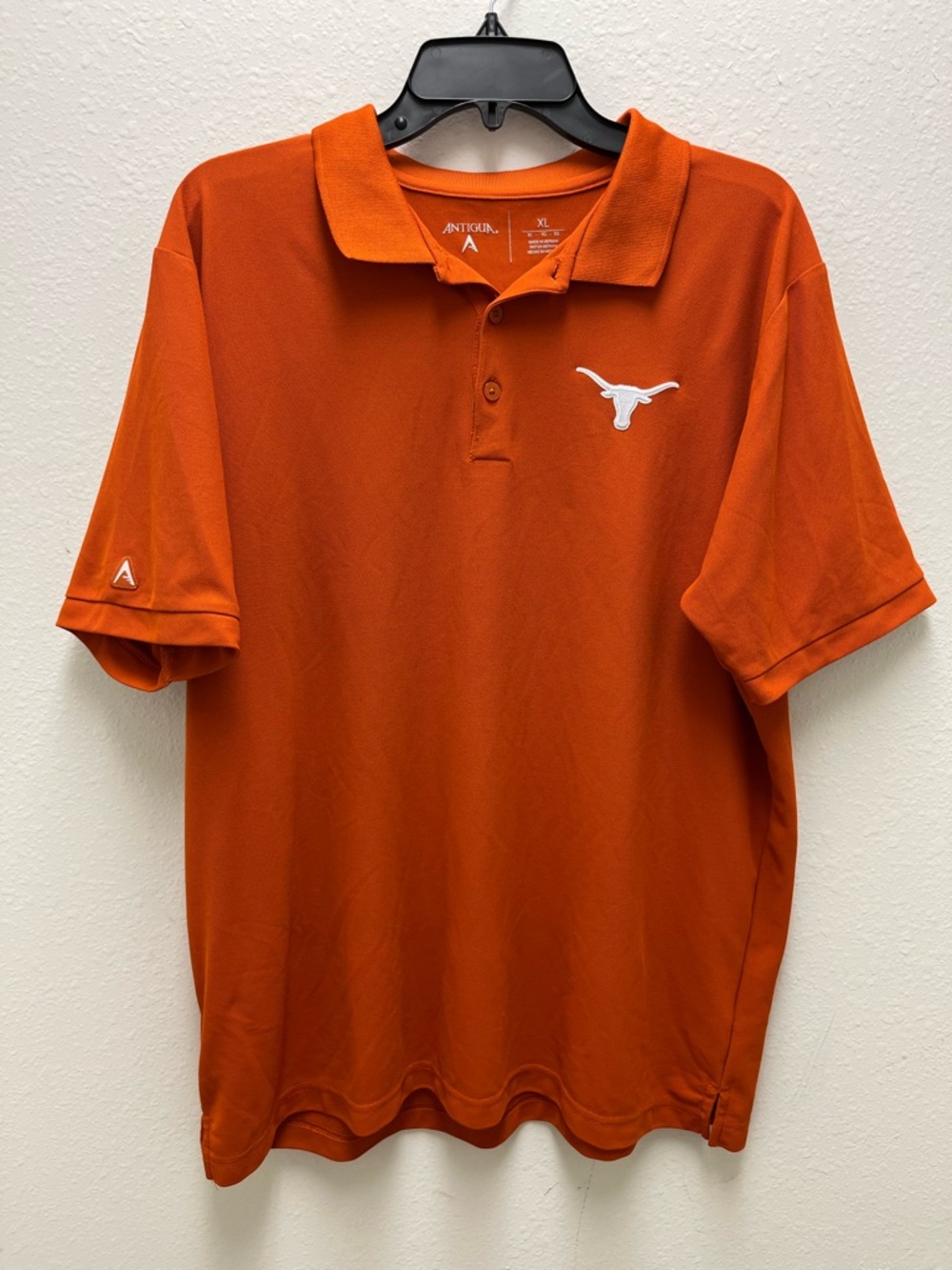 Antigua University of Texas Men's Polo in Burnt Orange Longhorn Logo Size XL